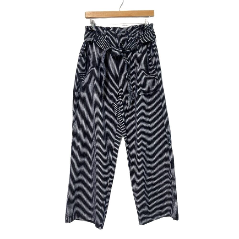 Toad & Co Tarn Trouser Women's M Hemp Blend Paper Bag Wide Leg Pants Belted - Picture 2 of 15